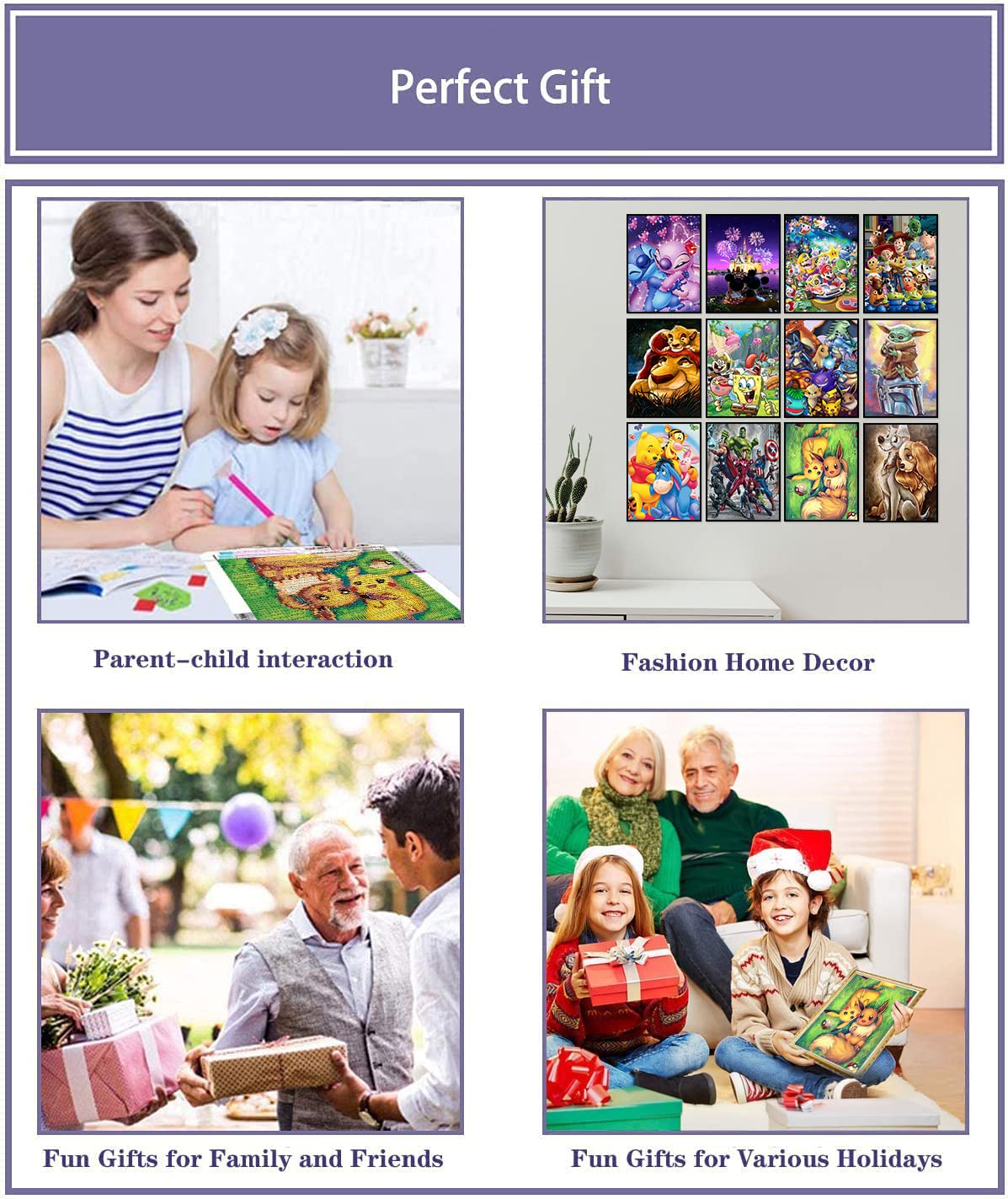 BOSWELL 5D Diamond Painting Kits for Adults - Set of 12 DIY Diamond Art Kits - Stunning Gem Paintings for Home Wall Decor & Gifts - Easy to Use & Relaxing Craft Activity BOSWELL