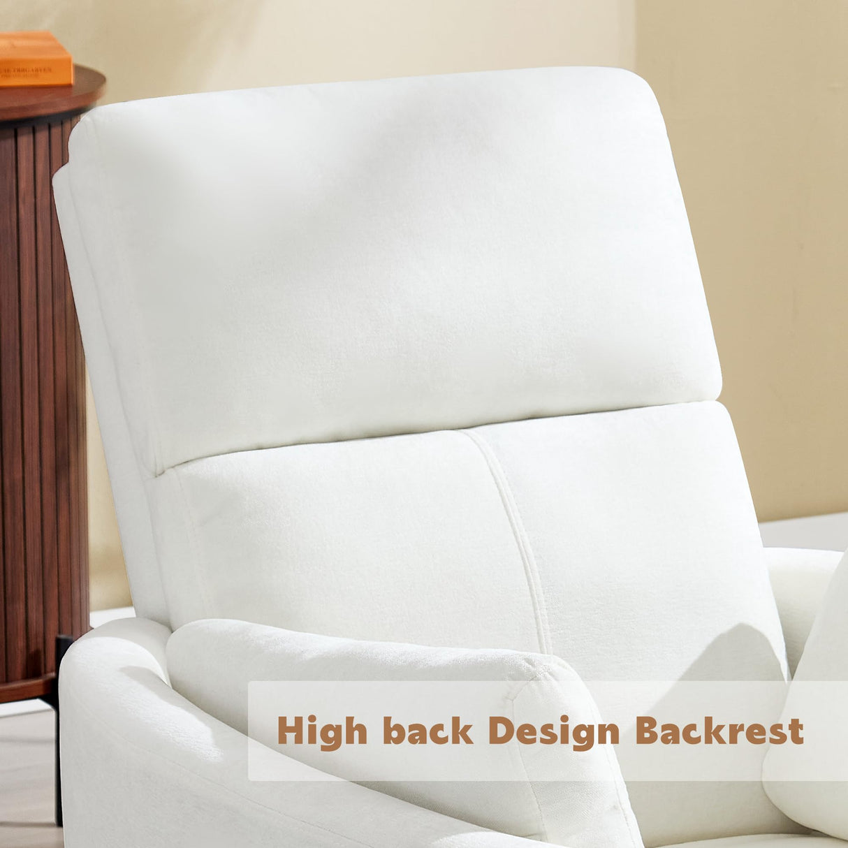 Swivel Rocker Recliner Chair, Manual Nursery Rocking Chair Upholstered Adult Rocking Chair with 2 Pillows for Living Room Bedroom (White, Manual Operation) choairy