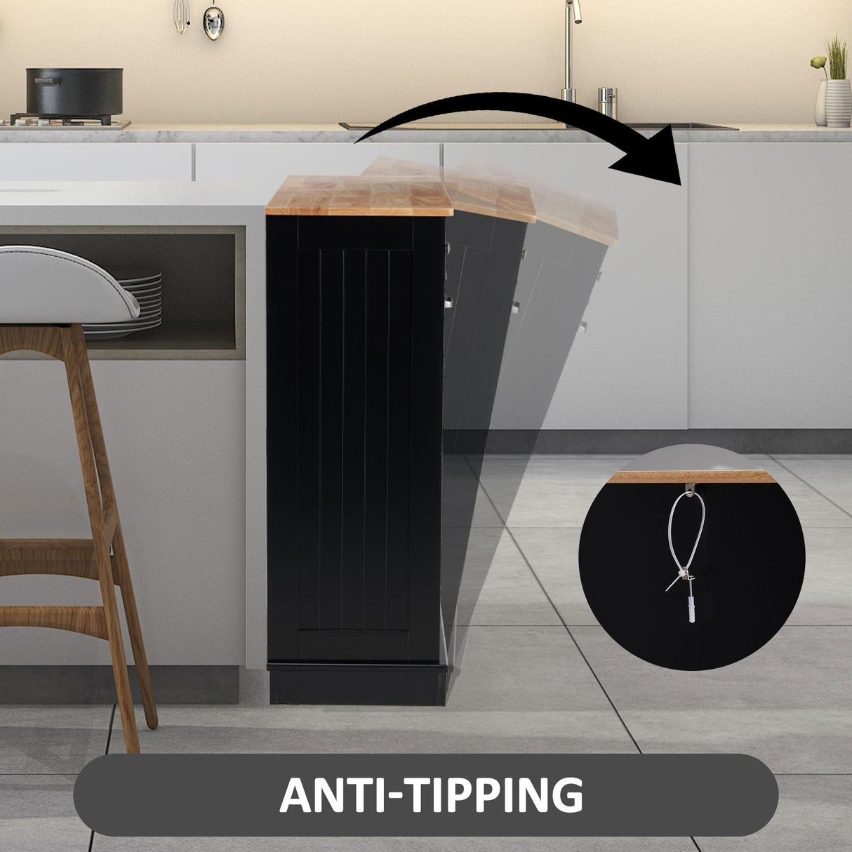 Spurgehom 13 Gallons Tilt Out Trash Cabinet Kitchen Waste Bins Modern Kitchen Trash Cabinet with Adjustable Shelf and Hideaway Drawers, Pet Proof Trash Can Holder for Kitchen Living Room, Black Spurgehom