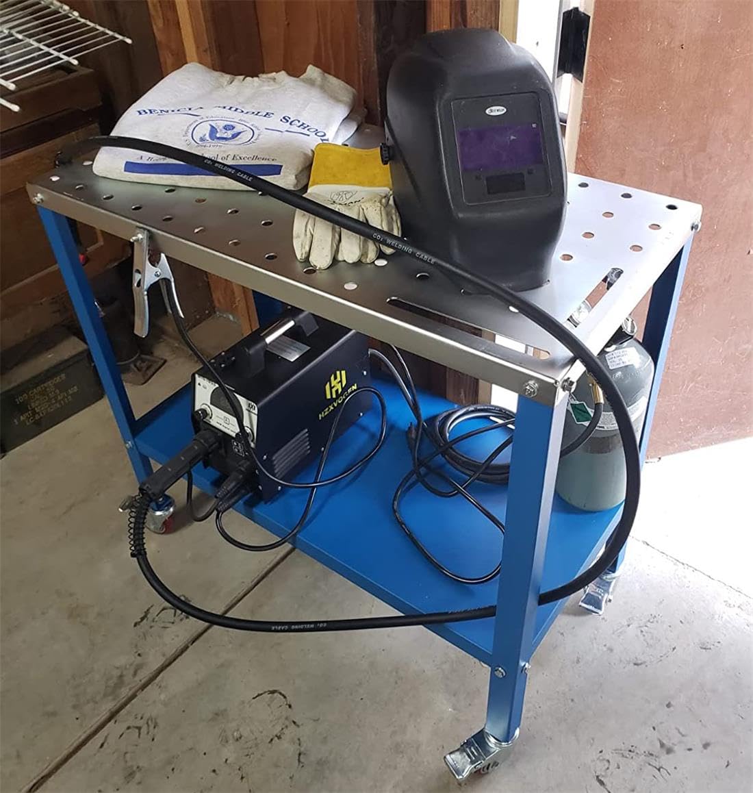 KASTFORCE KF3002 Rust-Free 36”×18” Welding Table 1200 lbs Loading Capacity, Wedling Cart Universal Work Table with 5/8" Holes, Top Thickness up to 10Ga, Withstands Heat up to 1600 Fahrenheit KASTFORCE