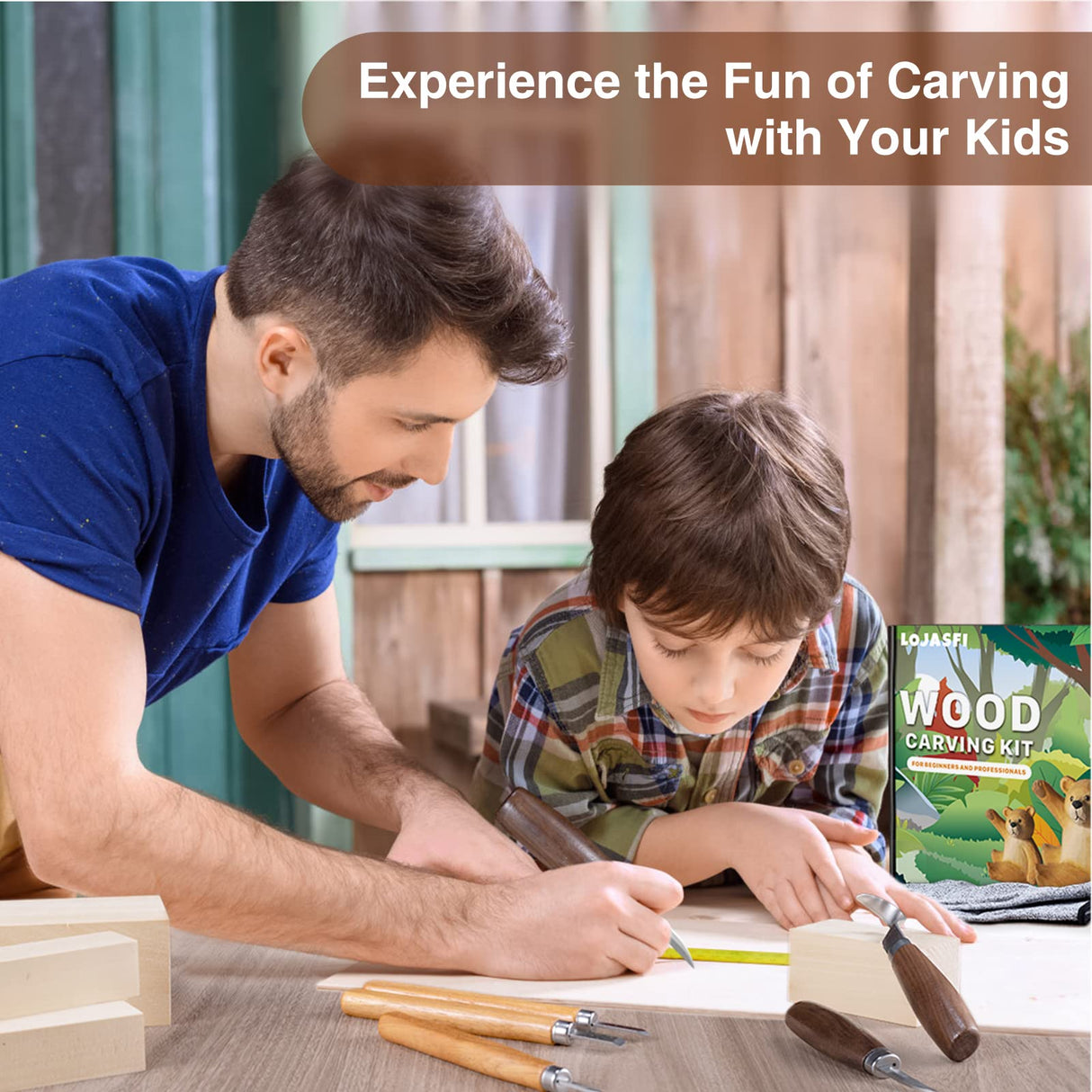 YHLAWM Wood Whittling Kit for Beginners, Wood Carving Kit with 3 Pcs Wood Carving Knives & 4 Pcs Woodcarving Auxiliary Tools, Complete Set of 7 Beginner Wood Carving Set, Gift Set for Kids and Adults YHLAWM