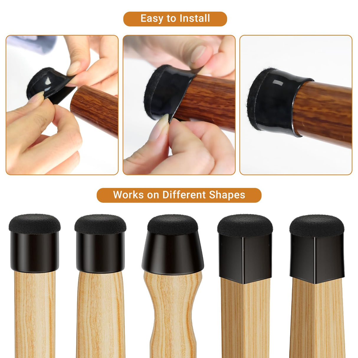 Meldel 24 PCS Silicone Chair Leg Floor Protectors Extra Small(0.6"-0.8") Rubber Felt Furniture Pads Chair Legs Caps/Covers for Hardwood Floors, Tile from Scratches & Reduce Noise - Round, Black Meldel