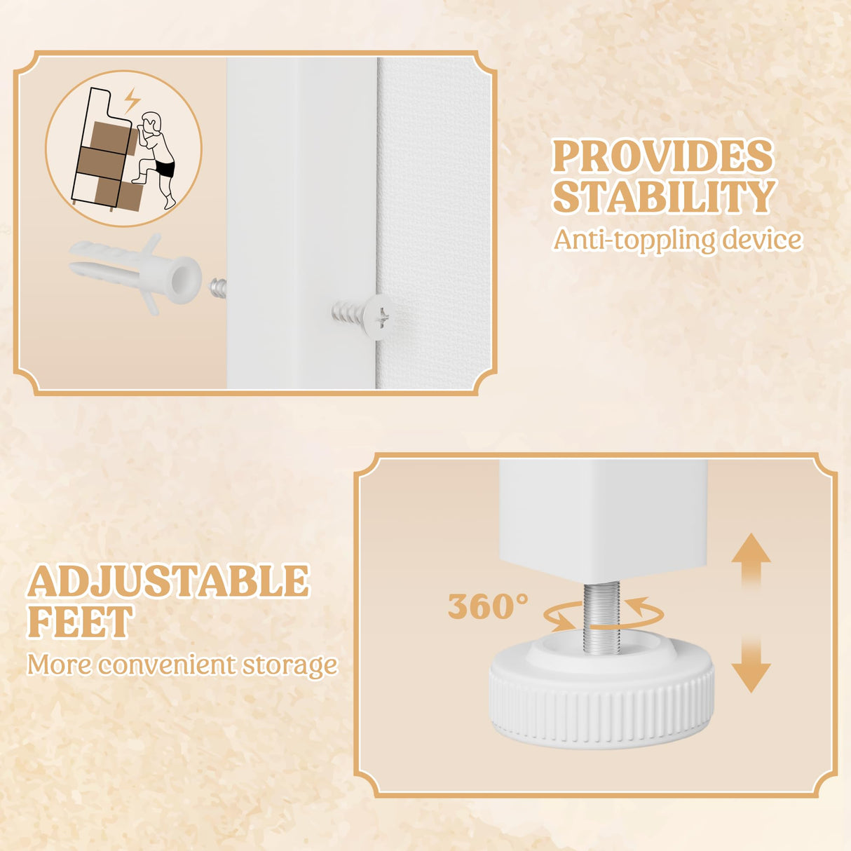 Lulive White Dresser for Bedroom 6 Drawers - Fabric Dressers for Bedroom with LED Light & Charging Station - Adults Chest of Drawers for Living Room Hallway Closet (White) Lulive