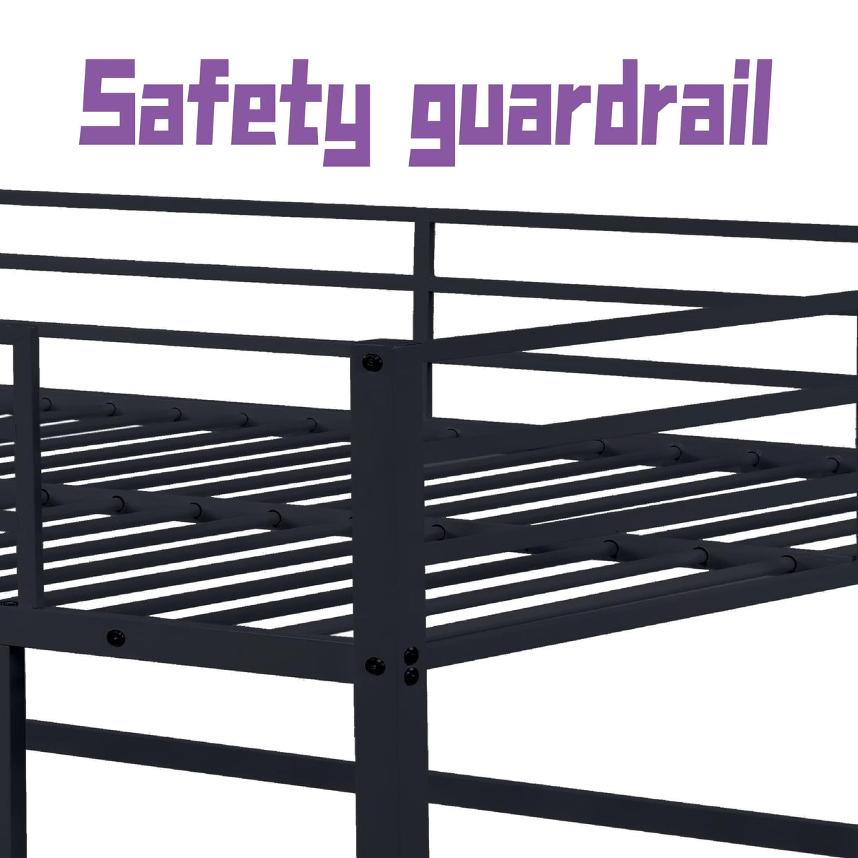 Suwopmvy Heavy Duty Metal Loft Bed Frame Full Size with Safety Guard Rails & Built-in Ladder - Sturdy Space Saving Loft Bed for Kids, Teens, Adults, College Dorm, Studio Apartment (Black, Full) Suwopmvy