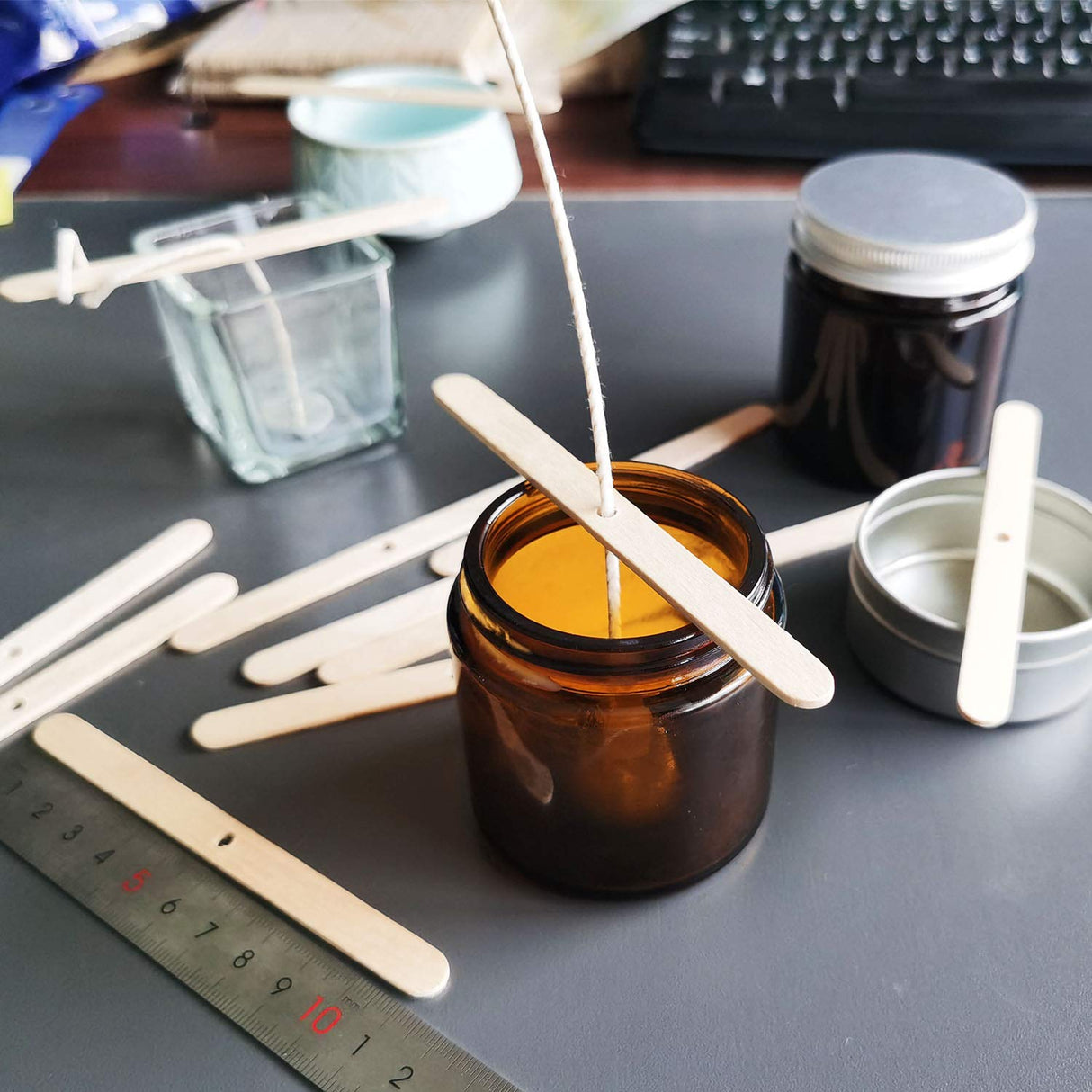 MILIVIXAY Wooden Candle Wick Holders,Candle Wicks Centering Device - Candle Centering Tool, 120 Pack MILIVIXAY