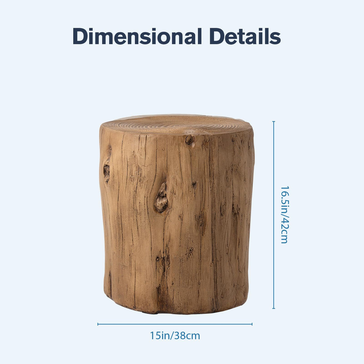 HOMPUS Concrete Outdoor Side TableSet of 2, 2 Piece Tree Stump Modern Round Coffee Table Accent Table Set Plant Stand Faux Wood End Table Garden Stool for Patio,Home Decor, Living Room, Oak HOMPUS
