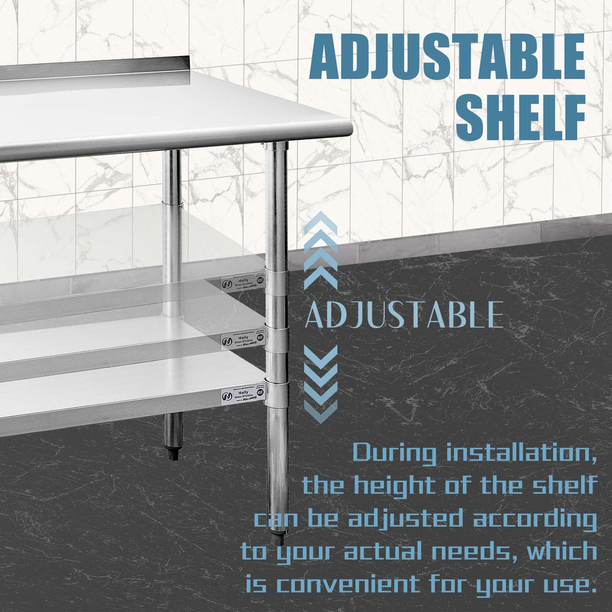 Hally Sinks & Tables H Stainless Steel Table for Prep & Work 24 x 60 Inches, NSF Commercial Heavy Duty Table with Undershelf and Backsplash for Restaurant, Home and Hotel HALLY SINKS & TABLES H