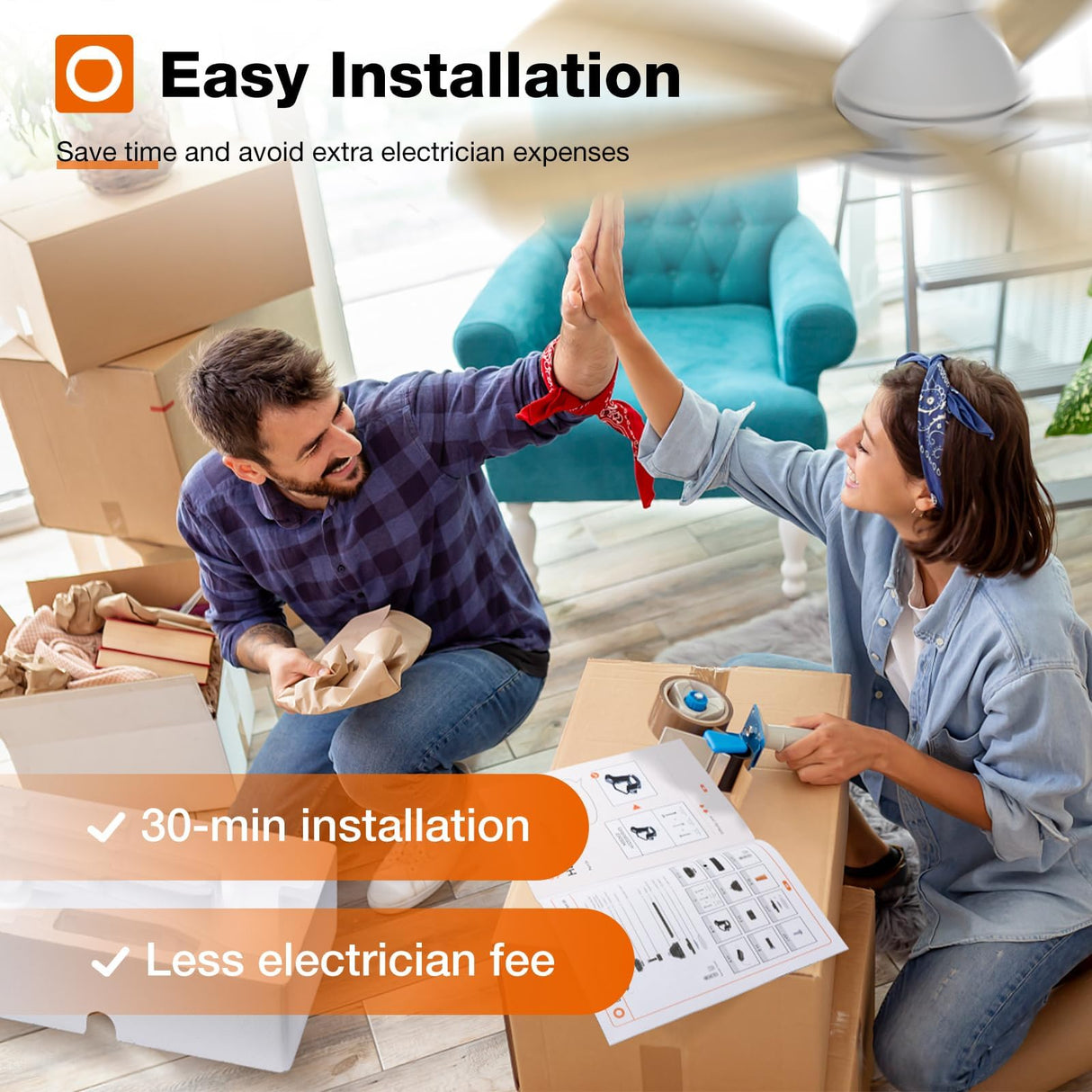 addlon Ceiling Fans with Lights, 42 Inch Low Profile Ceiling Fan with Light And Remote Control, Flush Mount, Reversible, 3CCT, Dimmable, Quiet, White Small Ceiling Fan for Bedroom Indoor/Outdoor Use addlon