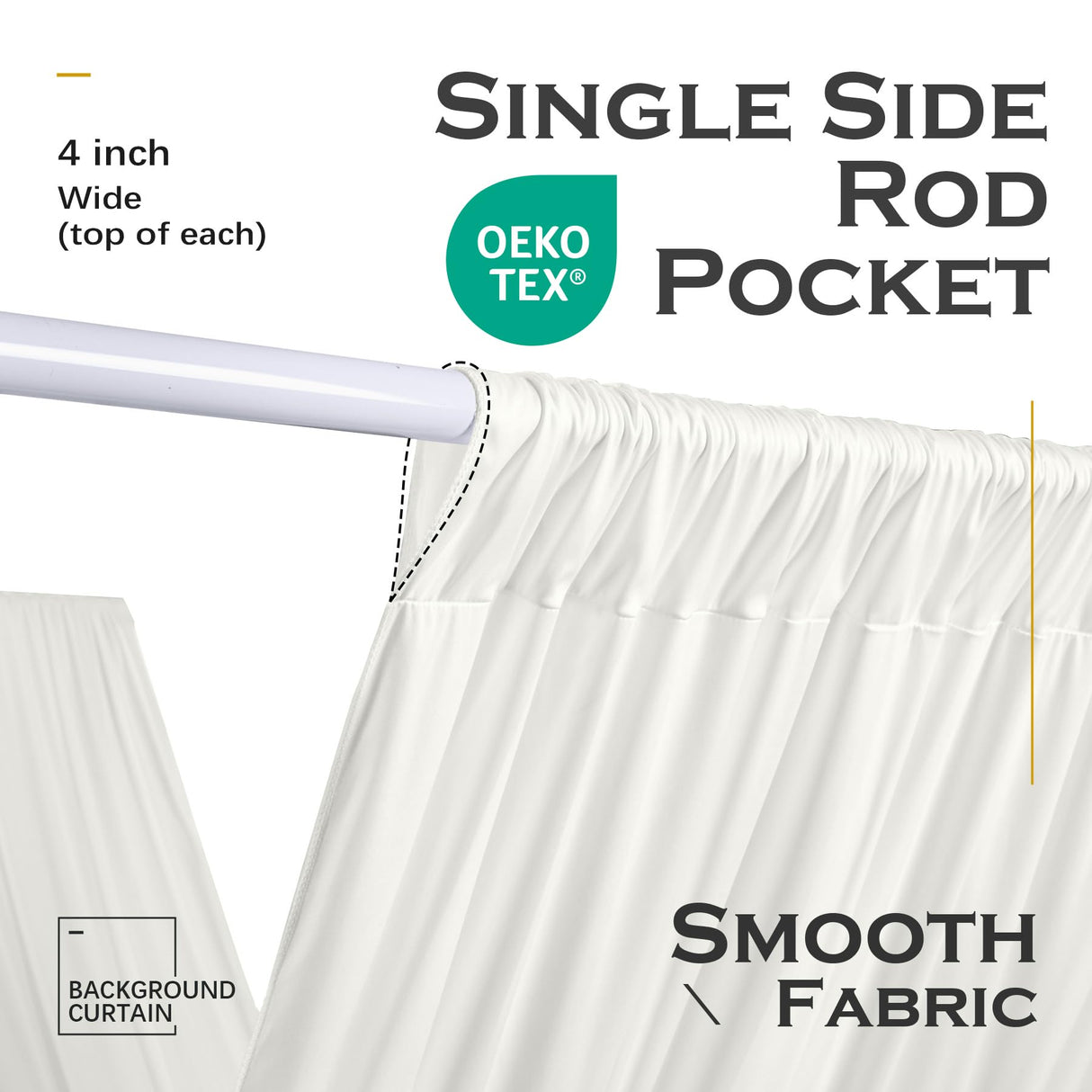 PartyVillage 10ftx40ft Ivory Ceiling Curtain for Wedding Parties – 2 Panels Wrinkle-Free 40 FT Long Tent Draping Curtains for Wedding, Birthday & Theme Parties, 40ft Height with Rod Pocket Party Village