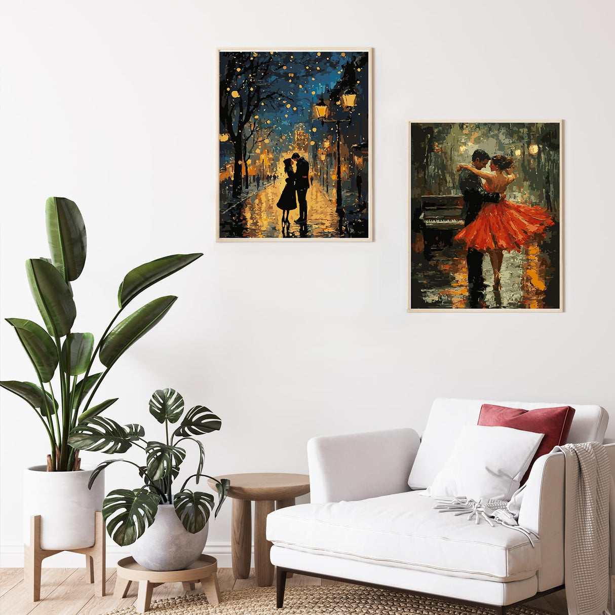 2 Pack Paint by Numbers Kit for Adults Beginner, Romantic Lover Adult Paint by Number Kits on Canvas, DIY Acrylic Number Painting for Adults Landscape for Home Decor Gift 16x20 Inch Possoco