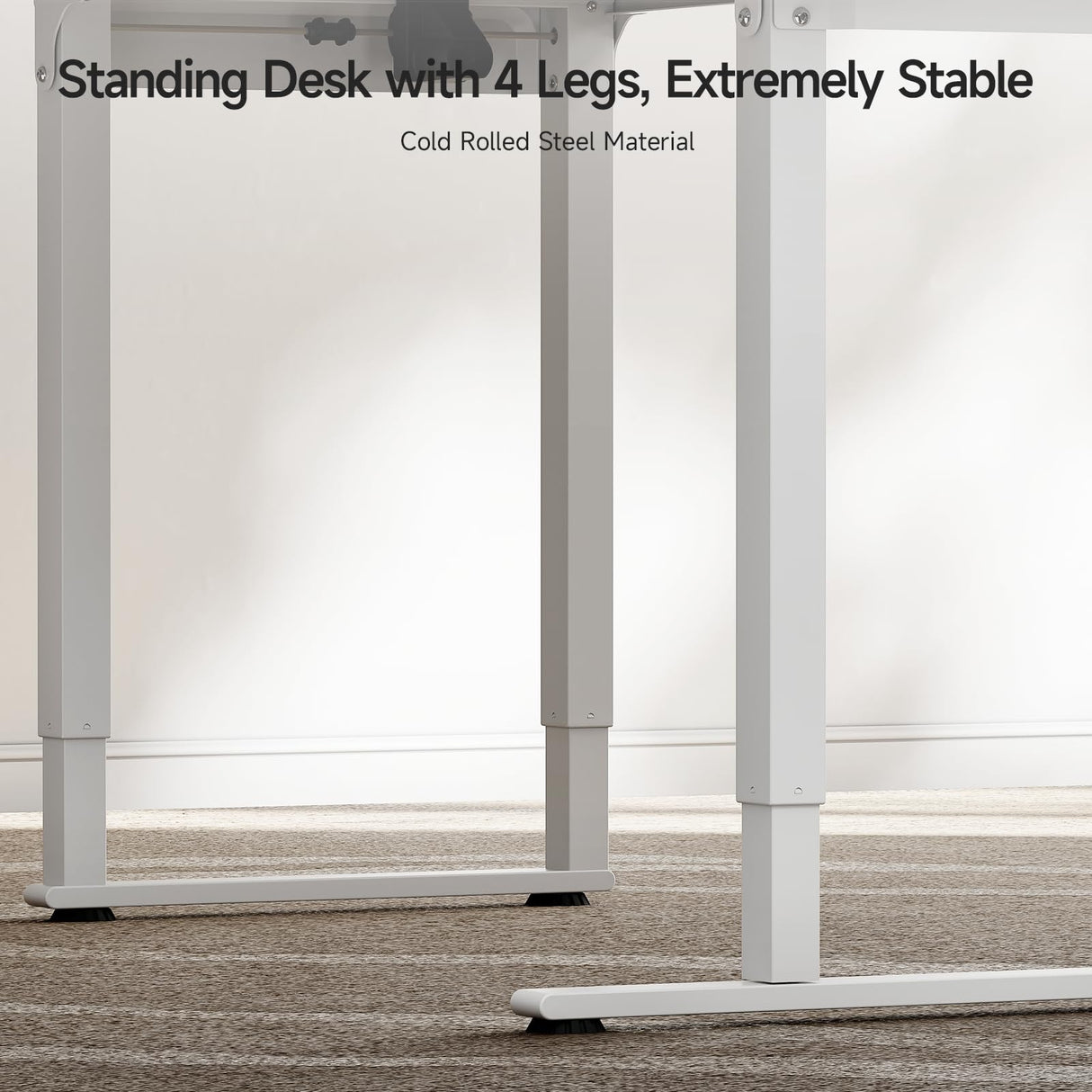 ONBRILL Standing Desk, 71x43 Inches L Shaped Desk with 4 Legs, Dual Motor and Memory Controller, Electric Stand Up Desk Adjustable Height from 28-46 Inches for Computer Workstation White ONBRILL