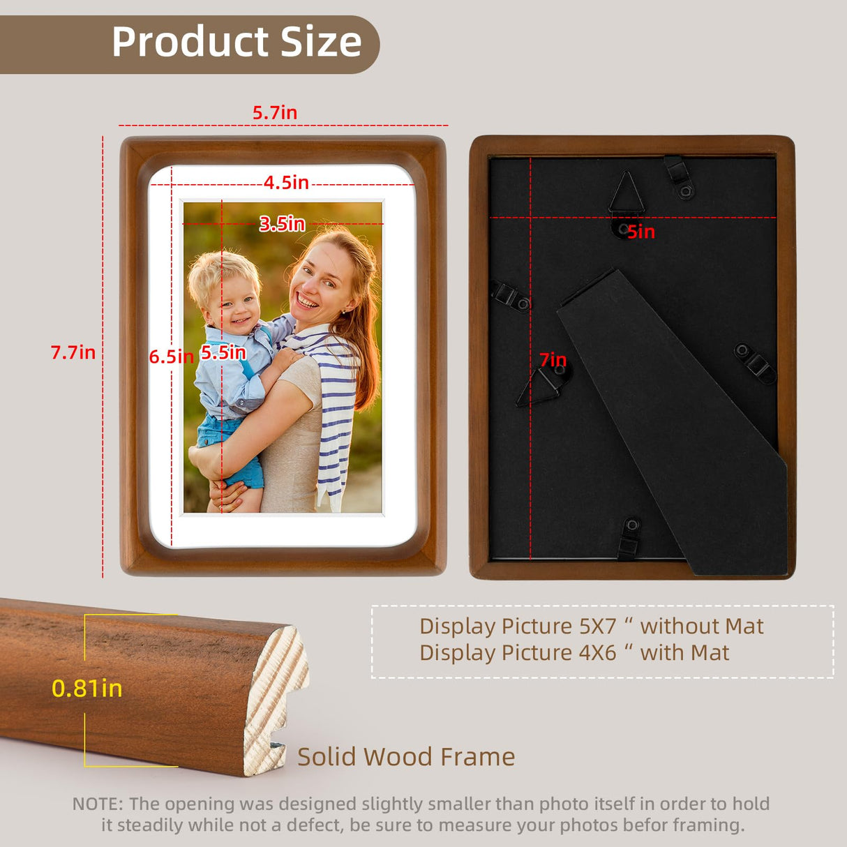 Golden State Art 5x7 Picture Frames - Brown Solid Wood with Glass, Rounded Corner 5 x 7 Picture Frame Matted to 4x6 Photos - Wall or Tabletop Decor Display Golden State Art