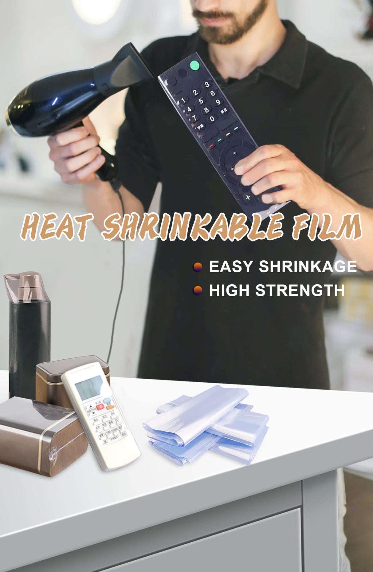 Heat Shrink Bag-Hoatai 12x18"Professional Grade Heat Shrink Wrap is Used to Store Wrap Embellished Items for Longer Life - Industrial Grade Shrink Wrap Bags Transparent and Odorless(100 Pcs) Hoatai