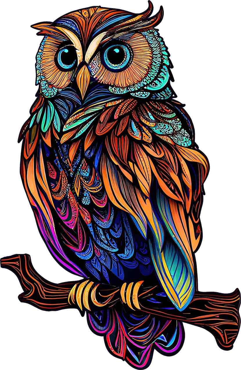 GuDoQi Wooden Puzzles for Adults, Owl Puzzle - Unique Shape Animal Wood Puzzle, Fun Challenging Wooden Jigsaw Puzzles Gifts, Perfect Family Game (8.3 x 11.7 inch, 144 Pieces) GuDoQi