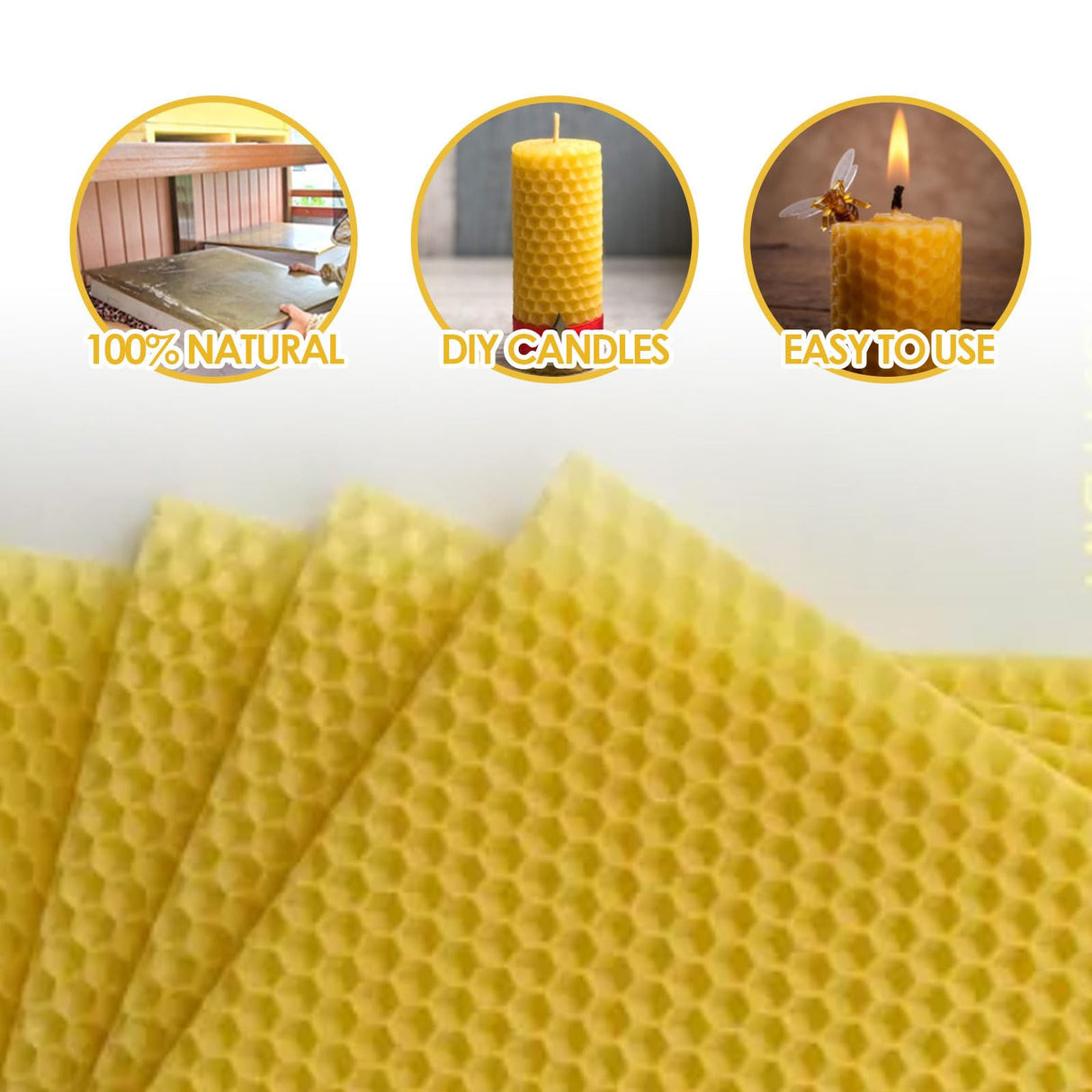 30Pcs Beeswax Sheets for Candle Making, Natural Wax Foundation for Bee Frames, DIY Candle Making Kit, Bees Wax Sheets for Beehives Honey (16.34 x 7.68inch) TESSTSY