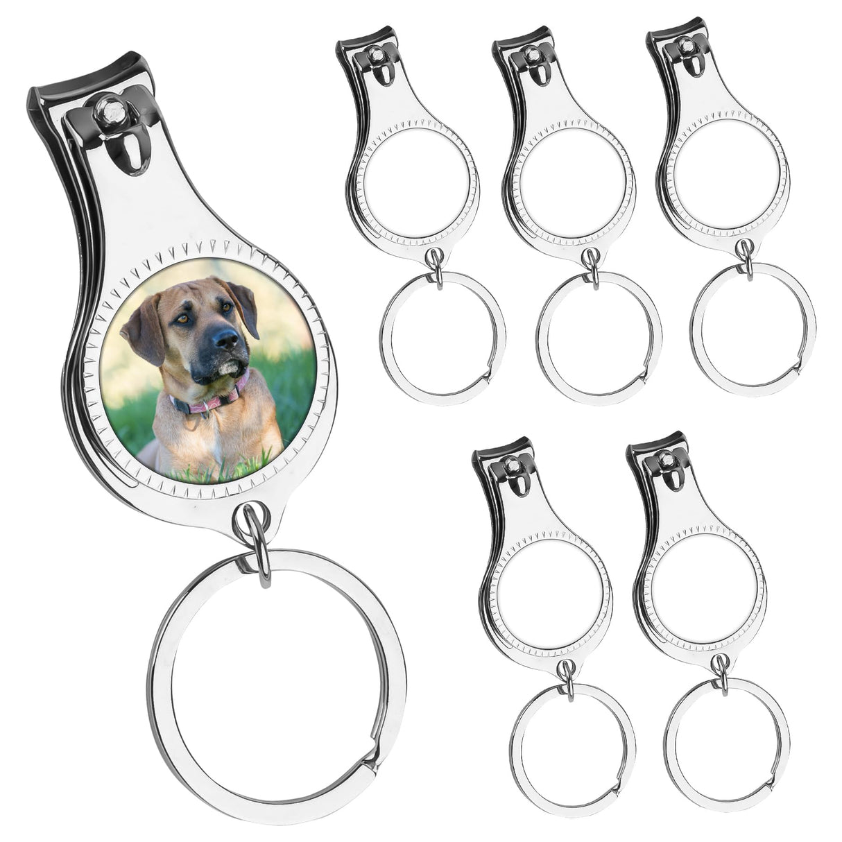 Framendino, 6 Pack Sublimation Blanks Keychains Nail Clipper Metal Bottle Opener Heat Transfer Keychain Fingernail Clipper for Birthday Graduation Gifts Framendino