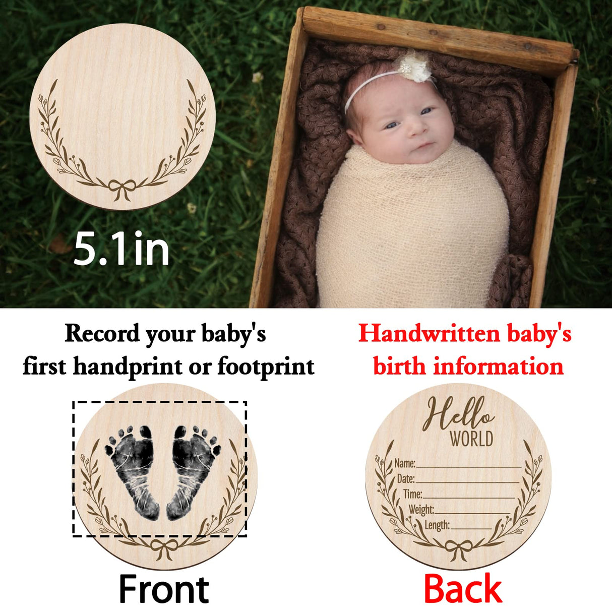 Mayyi Newborn Birth Announcement Sign,Personalized Baby Announcement, Custom Engraved Wooden Baby Name Sign, Newborn Photo Props, Hello World Newborn Mayyi