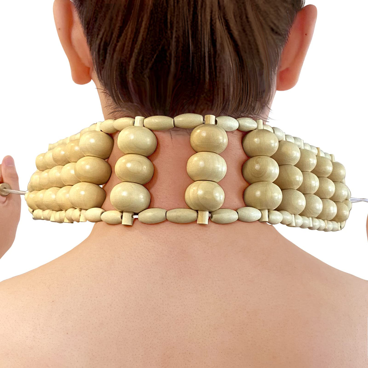 Deston Wood Back Massager Roller Rope, Manual Massage Strap for Back, Neck, Shoulders, Legs, Waist Pain Relief, Wooden Therapy Lymphatic Anti Cellulite Muscle Recovery Massage Tool Deston