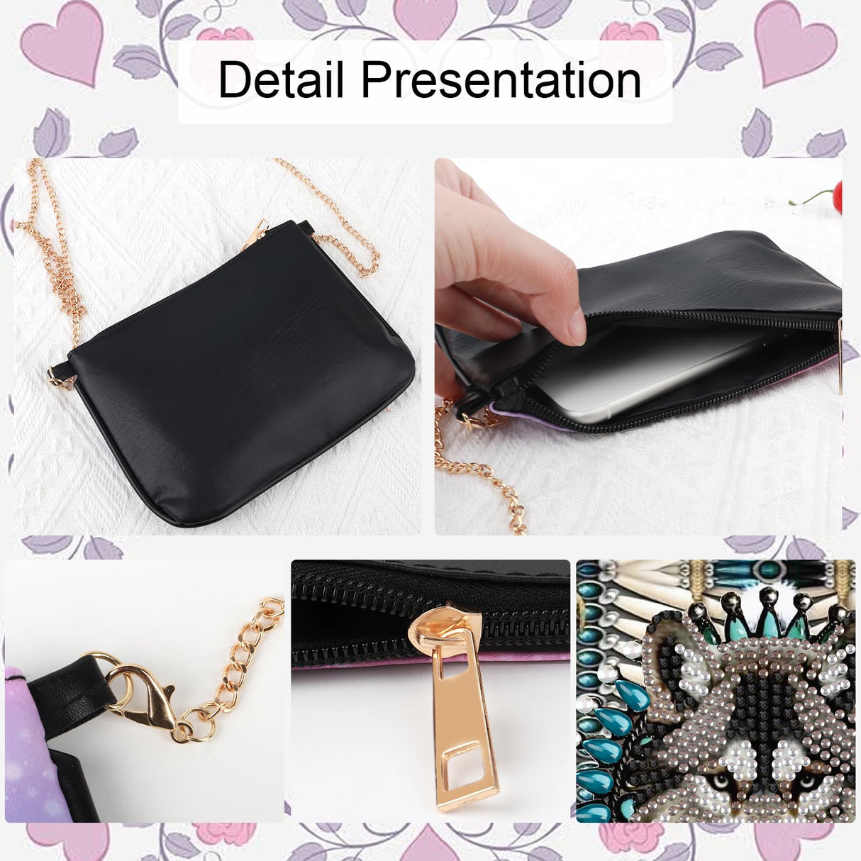 5D DIY Diamond Art Painting Crossbody Bag Chain, Bully Dog Diamond Art Set, Used to Store Cosmetics Keys and Other Small Items, can be Used as a Gift to Friends Tontut