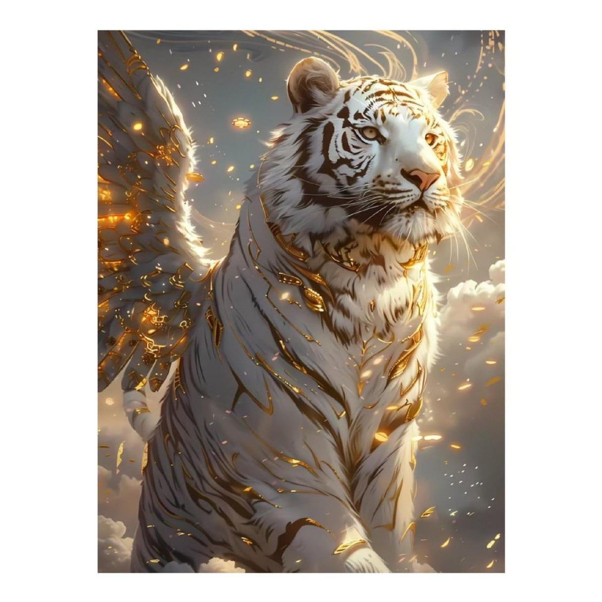 Fabioyar Diamond Art Kits for Adults - Frameless Golden White Tiger 5d Diamond Painting Kits for Adults Beginners for Home Wall Decor 12 X 16 Inch Fabioyar