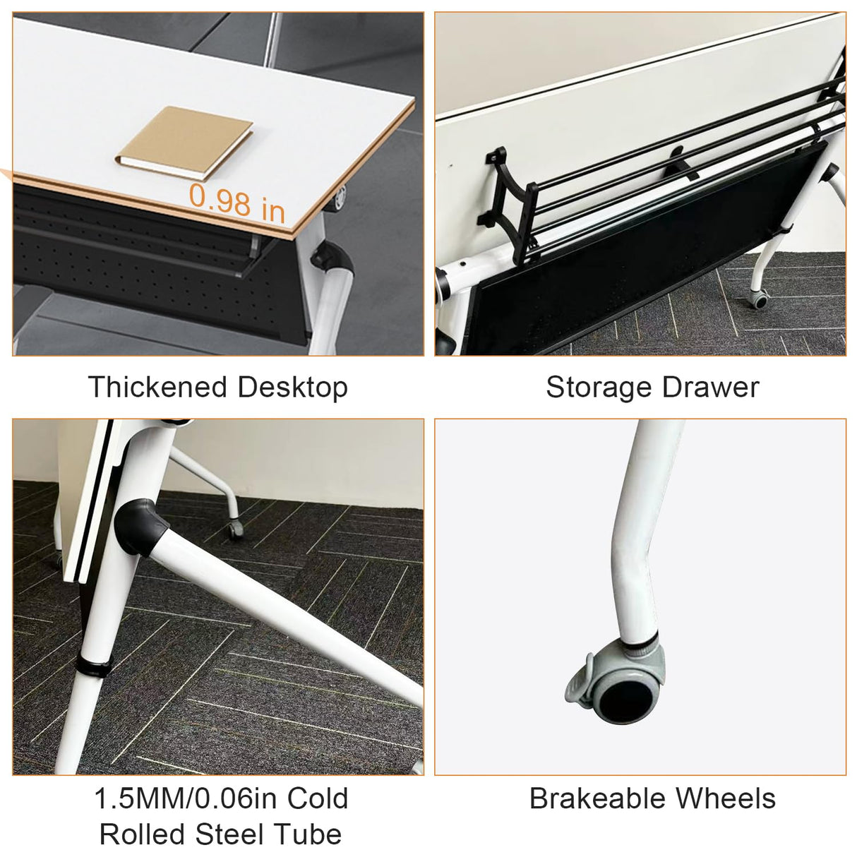 Conference Room Table,Foldable Meeting Tables Mobile Training Table,Flip Top Training Seminar Table,Modern Conference Room Table for Office Conference Room, 55 x 23.6X 29.5 inch (6 Pack) Lenyedr