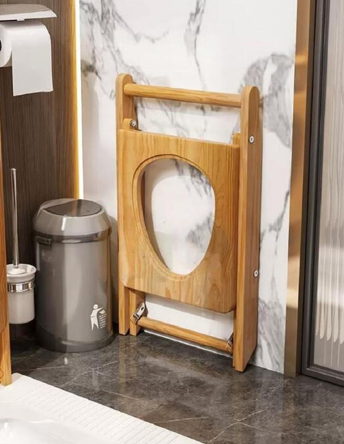 MOGUOBIN Wooden Steam Seat with Four Legs,Foldable Yoni Steamer Chair,Yoni Seat Kit,Anti-Skid Shower Stool,V Steam Seat Kit for Women V Cleaning and Tightening,Postpartum Care 15.7" H(No Steamer) MOGUOBIN