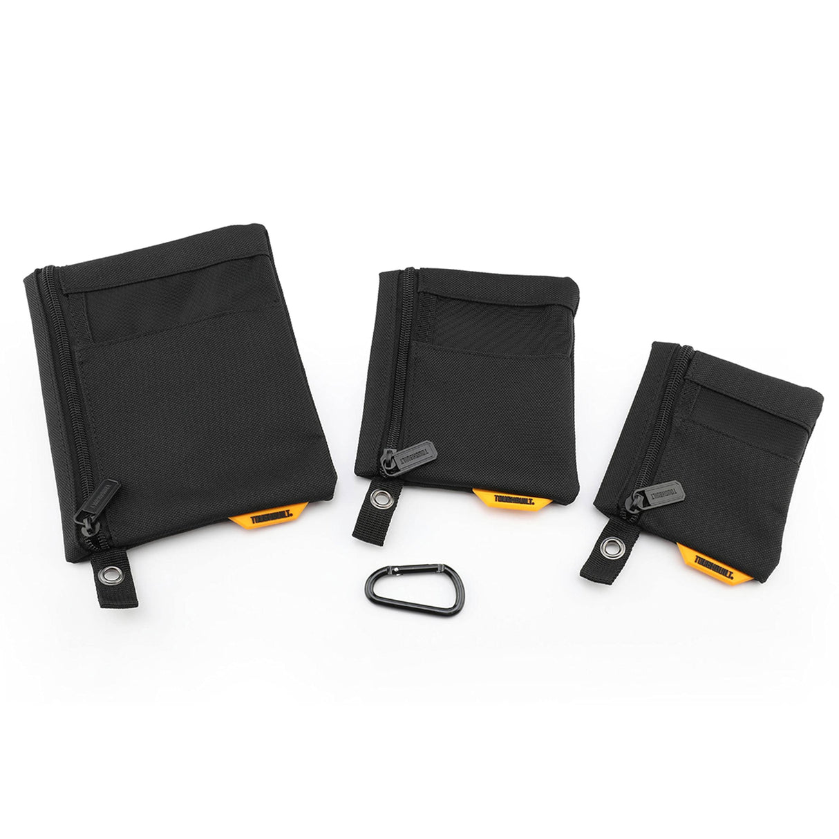 ToughBuilt - 3 Pack Fastener Bags 3 Sizes, Heavy-Duty Bags w/mesh Windows, Top Mounted Zippers - TB-193E ToughBuilt