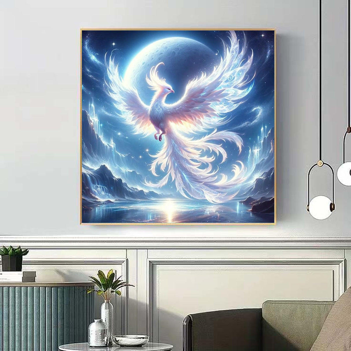 AIBOERL Phoenix Diamond Art Kits for Adults,Animals 5D Diamond Painting Kits for Adults Beginners,DIY Full Round Drill Diamond Dot Painting Gem Art Kits for Adult,Home Wall Decor 14x14Inch AIBOERL