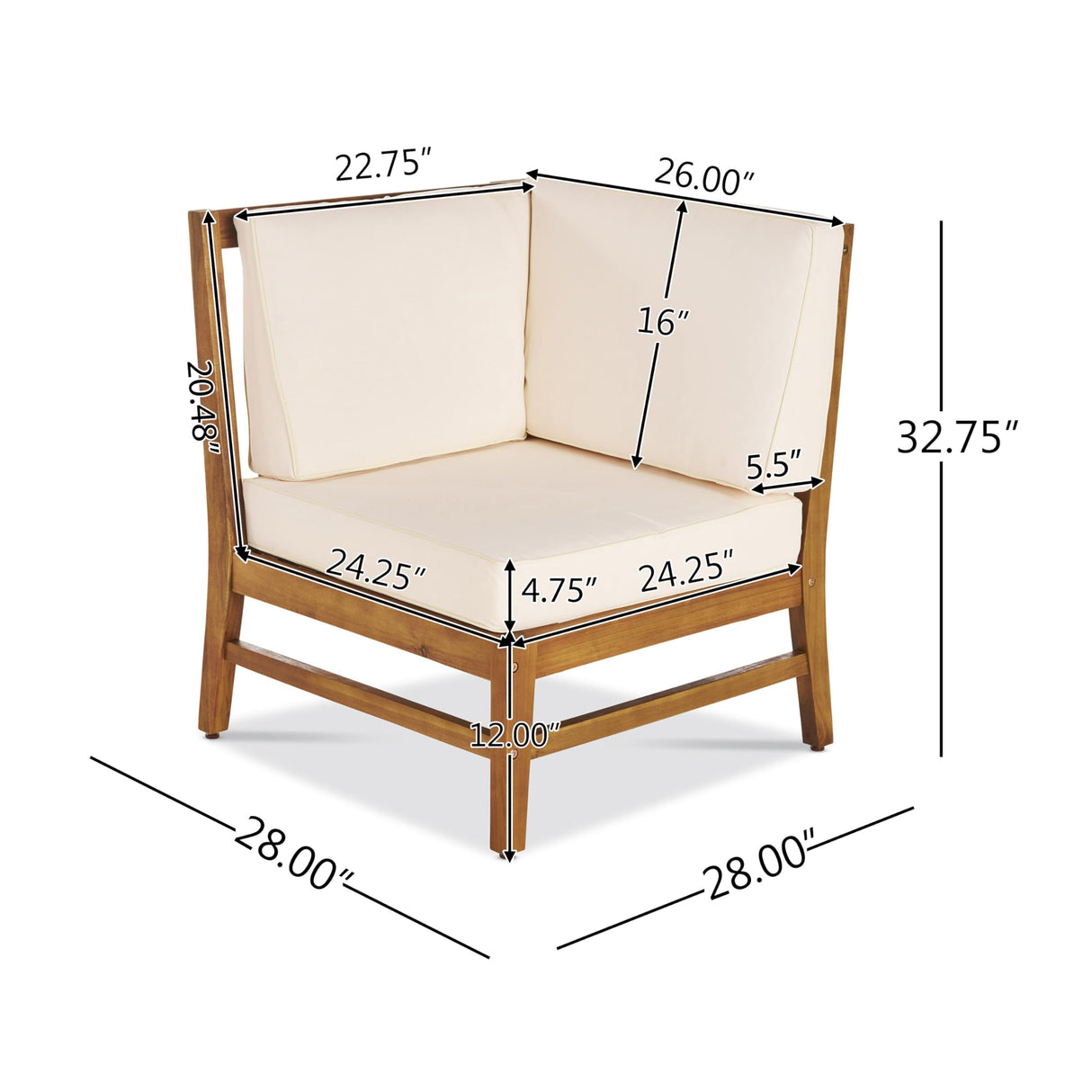 Christopher Knight Home Perla 5 Piece Patio Furniture Set, 5 Seater Acacia Wood Outdoor Corner Sofa Set, Patio Sectional Sofa Couch with Water Resistant Cushions, Teak+Cream Christopher Knight Home