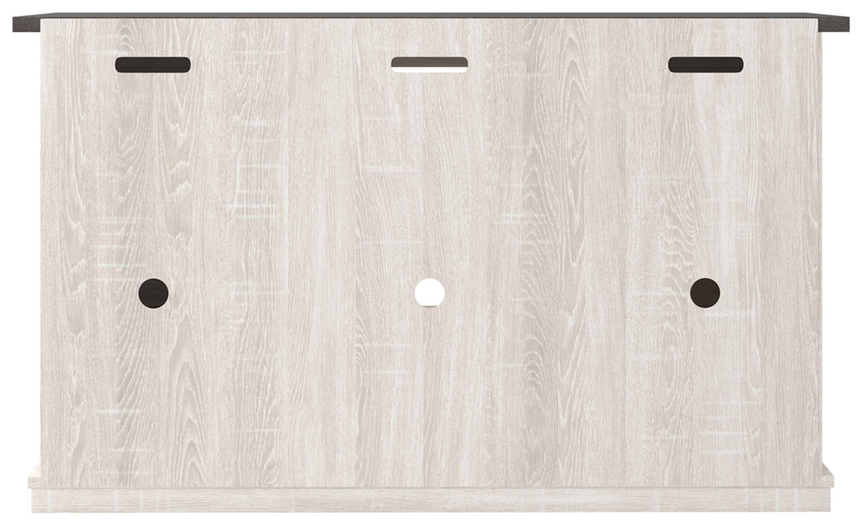 Signature Design by Ashley Dorrinson Farmhouse TV Stand Fits TVs up to 50" with Sliding Barn Doors and Storage Shelves, Whitewash & Gray Signature Design by Ashley