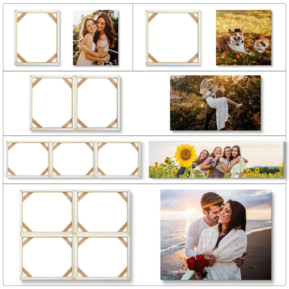 4pcs DIY Wooden Canvas Stretcher Bars Canvas Frame Kit for Gallery Wraps – Sturdy Solid Wood Bars for Oil Paintings, Prints, Posters, Diamond Painting, Home Studio Wall Decor ART