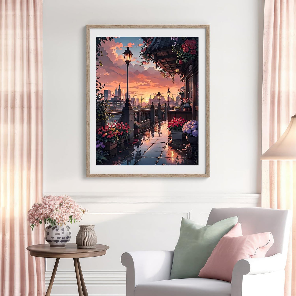 City View Paint by The Numbers for Adults,Oil Paint by Numbers for Adults Streetscape,Painting by Numbers Sunset,DIY Acrylic Paint by Number on Canvas,Creative Home Wall Decor Gifts 16x20inch PHANTASYART