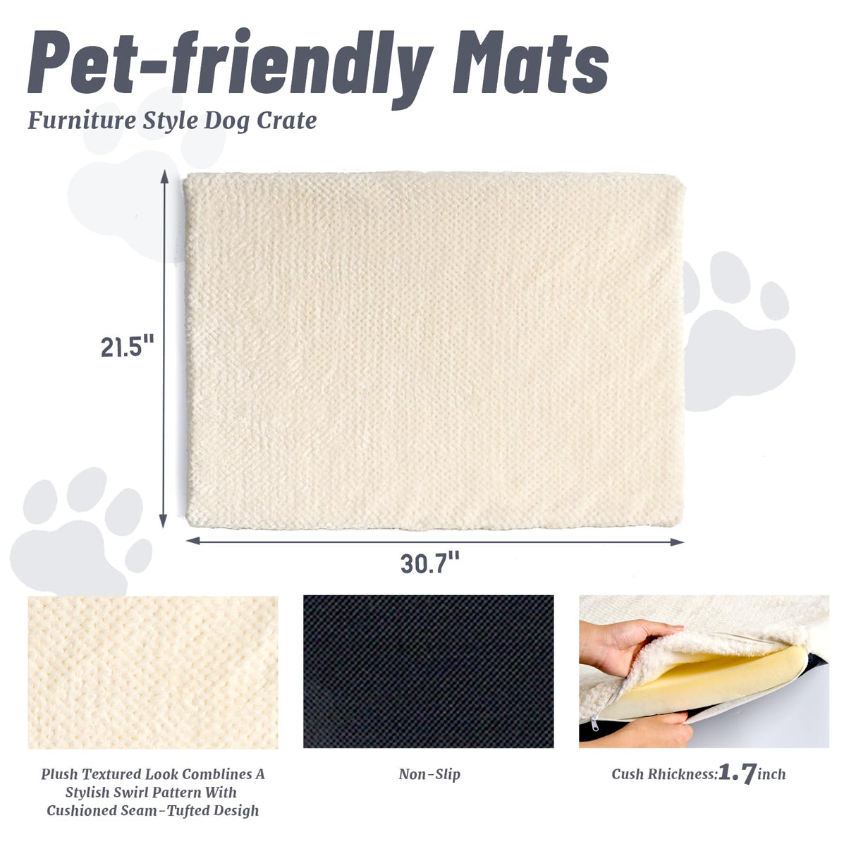 Upolana Dog Crate Furniture with Bed, Wooden Dog Kennel Furniture End Table Dog Crate with 3 Doors, Indoor Solid Wood Dog Cage Upolana