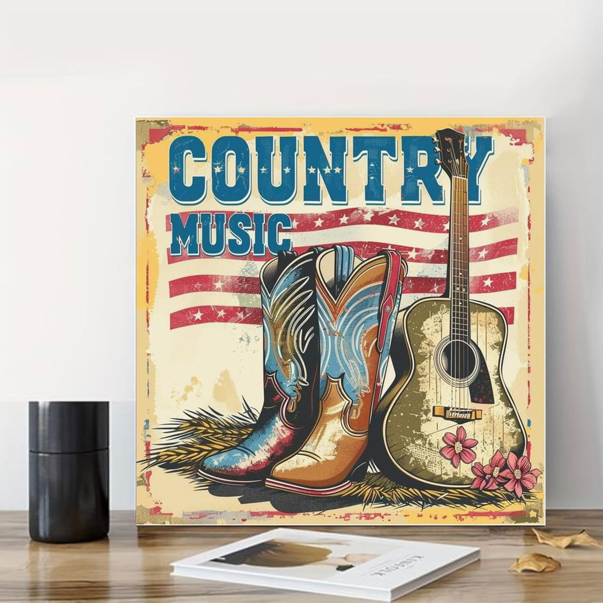 RYMILIE Diamond Art Kits for Adults-Country Music Diamond Art Kits for Beginners-DIY 5D Cowboy Boots Diamond Painting Kit for Home Wall Decor Gifts【13.7x13.7inch】 RYMILIE