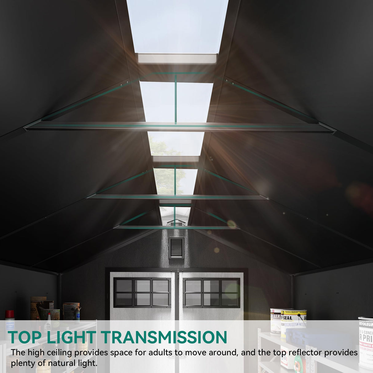 YITAHOME Outdoor Storage Shed 8x10 Ft, Plastic Storage Sheds with Floor, Lockable Doors, Windows, and Vents for Patio, Lawn, Backyard, Large Garden Storage for Bikes, Mowers, and Garden Tools, Black YITAHOME