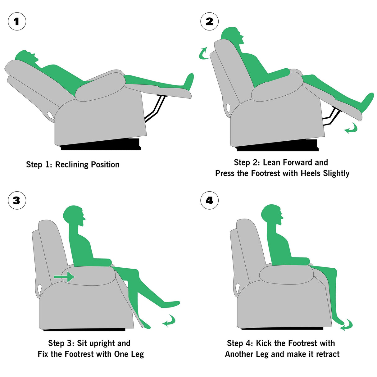 ANJ Swivel Rocker Recliner Chair, Manual Fabric Glider Nursery Recliner Chair, Single Rocking Modern Sofa Home Theater Seating for Living Room, Nursery (Silver) ANJ