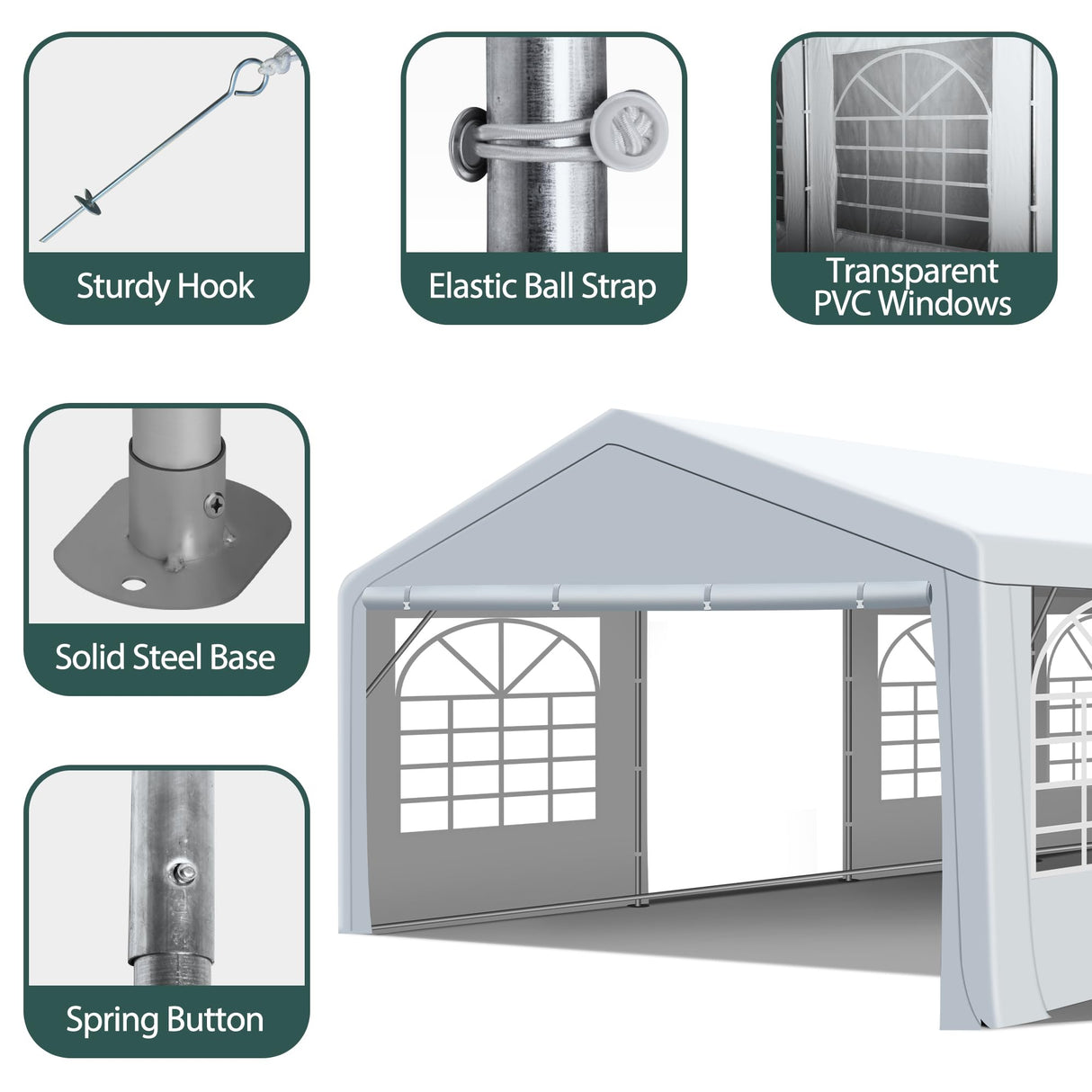 20x30 ft Party Tent Heavy Duty Canopy Tent with Removable Sidewall & 4 Sand Bags, Outdoor Wedding Event Tents for Party (20' x 30') QZEN