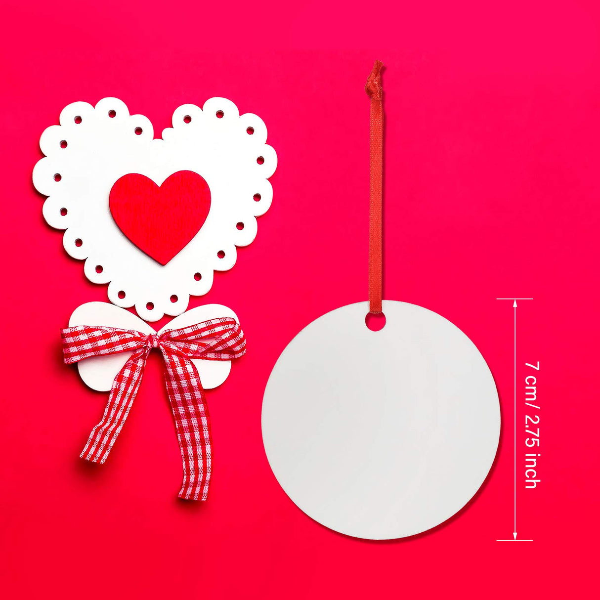 WILLBOND Sublimation Blank Pendants, MDF Personalized Sublimation Pendant Blank Bulk Halloween Christmas Ornaments Discs Supplies for DIY Decor (24 Pieces) WILLBOND