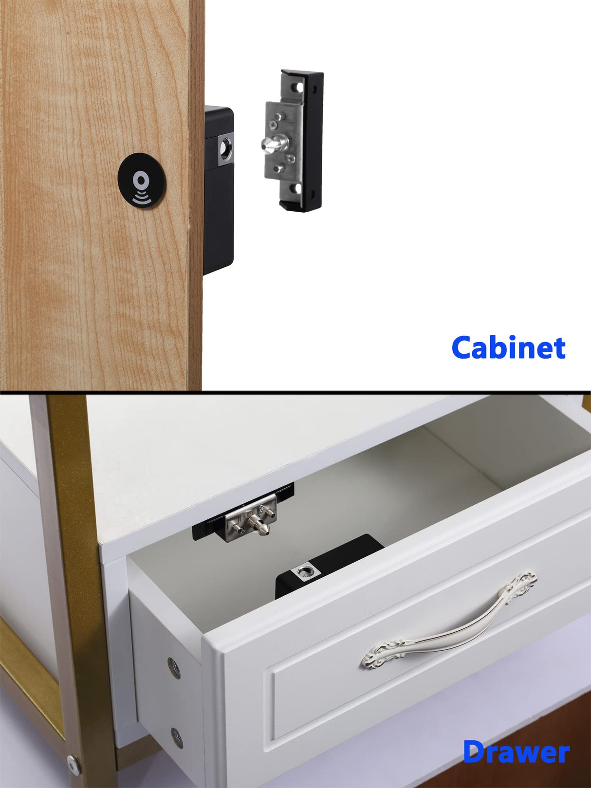 Homello RFID Lock Electronic Cabinet Lock with USB Cable - Hidden DIY Lock for Wooden Cabinet Drawer Locker Cupboard Gun Box with 5 Key Cards/Fobs Homello