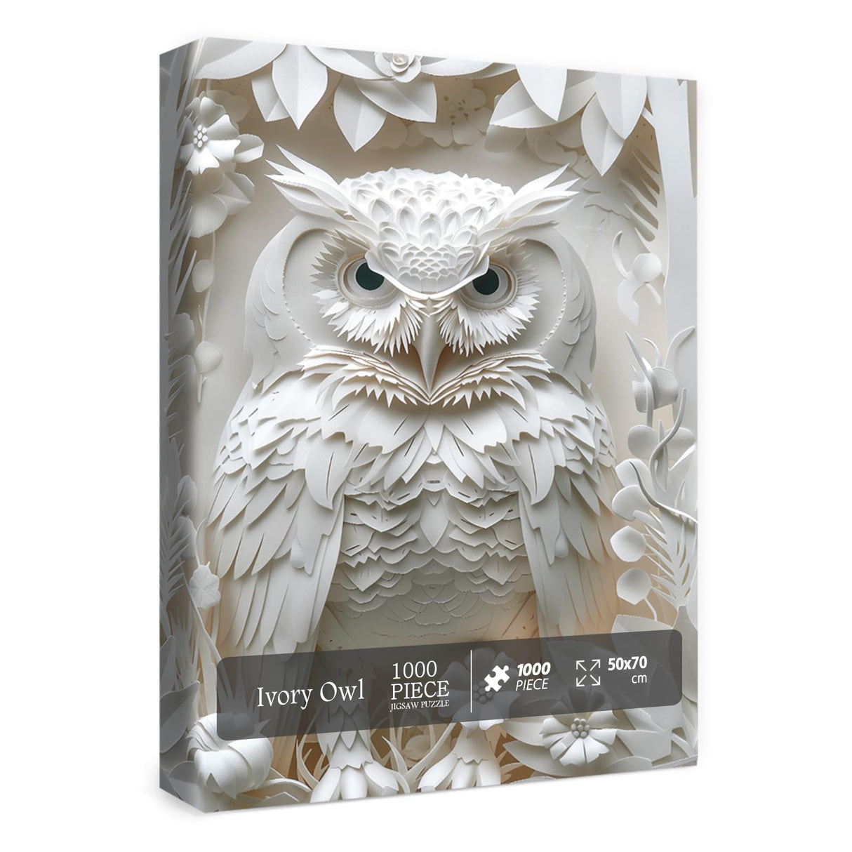 Owl Puzzles Paper-Cut Art Puzzle 1000 Piece for Adults, White Bird Jigsaw Puzzle Animal Forest, Impossible Difficult Hard Puzzle as Family Game BBOLDIN