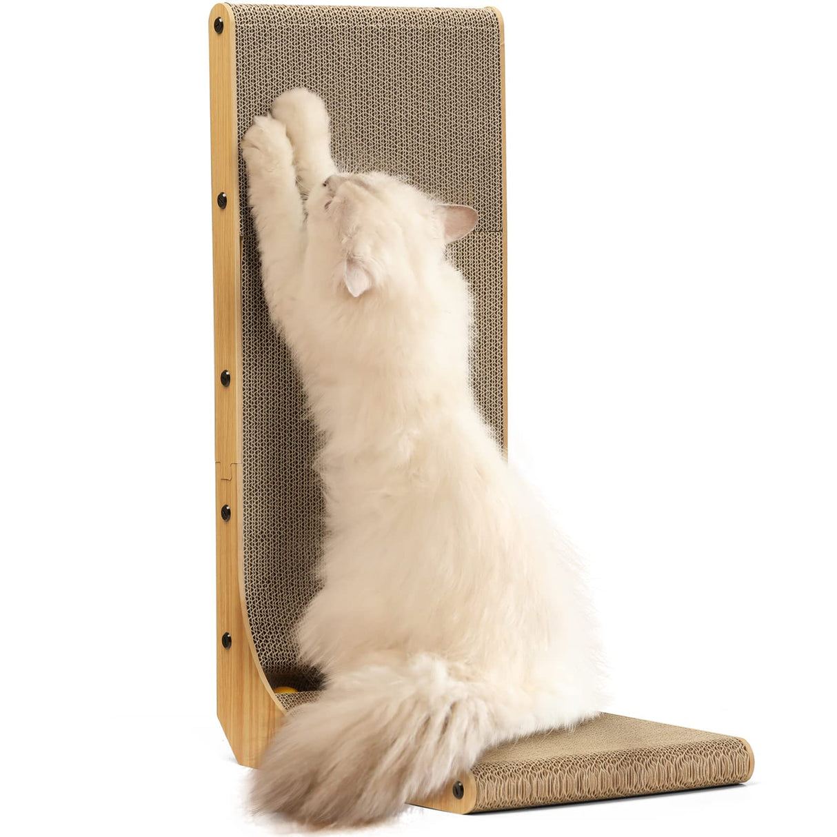 FUKUMARU Cat Scratcher, 26.8 Inch L Shape Cat Scratch Pad Wall Mounted, Cat Scratching Cardboard with Ball Toy for Indoor Cats, Large Size FUKUMARU