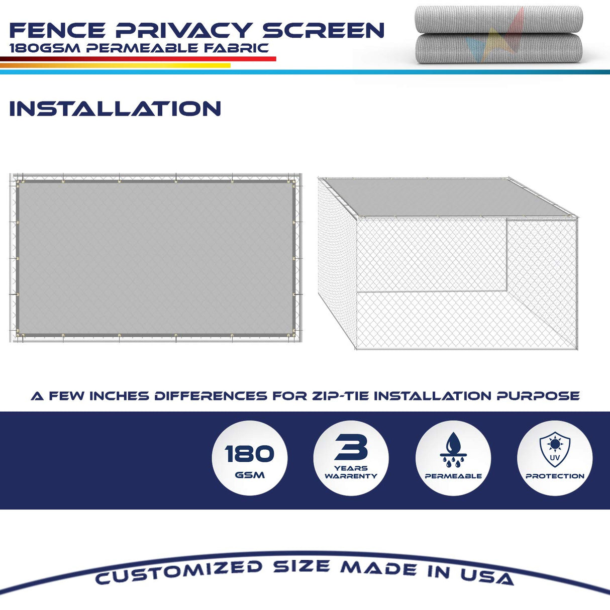Windscreen4less Fence Privacy Screen 14' x 30' Heavy Duty Windscreen Fencing Mesh Fabric Cover for Patio Garden Backyard Lawn Carport Pool Fence, Light Gray Windscreen4less