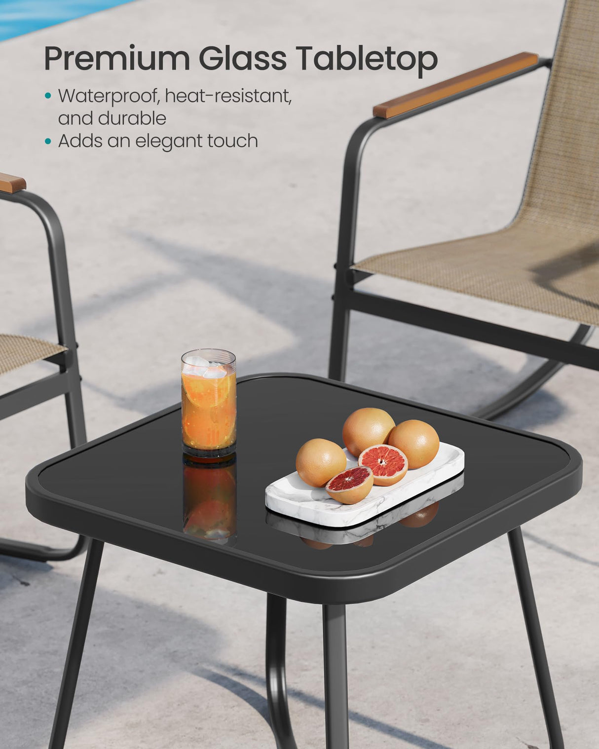 SONGMICS 3-Piece Patio Furniture Set, Garden Coversation Set, 2 Rocking Chairs, Table, Outdoor Lawn Backyard, Steel, with Armrests, Breathable Synthetic Fabric, Yellowish Brown UGGF0027K01 SONGMICS