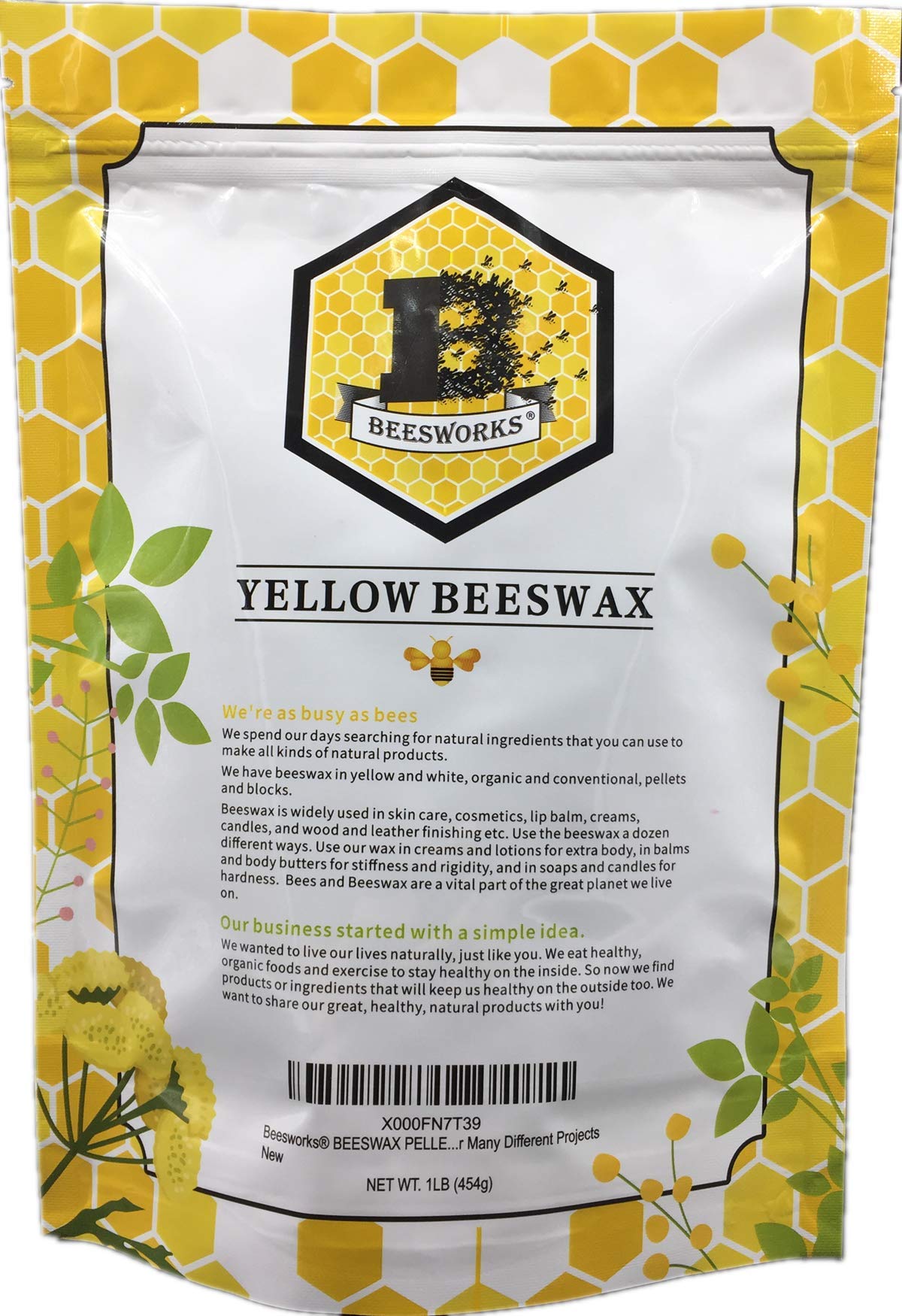 Beesworks Yellow Beeswax Pellets (1 lb) | 100% Pure, Cosmetic Grade, Triple-Filtered Beeswax for DIY Skin care, Lip Balm, Lotion, and Candle Making BEESWORKS