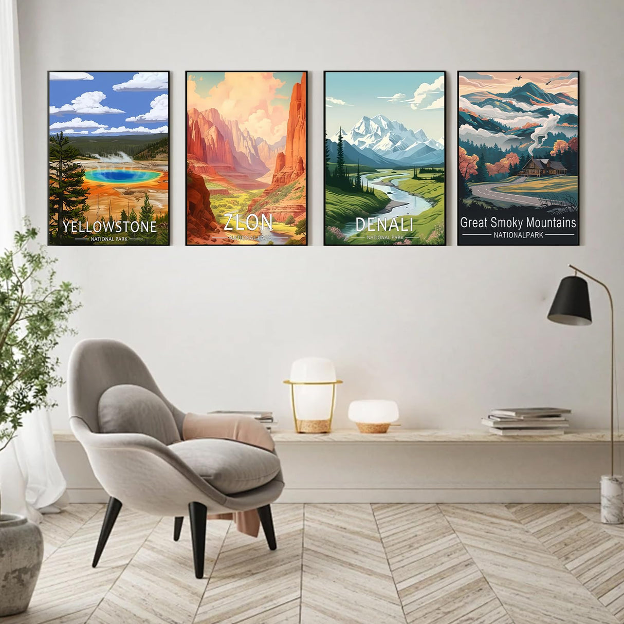 Aestalrcus 4 Pack Framed Paint by Numbers Kit for Adults, National Park Adult Paint by Number Kits, Landscape DIY Acrylic Oil Painting by Numbers for Adults for Gift Home Decor 8x12 inch Aestalrcus