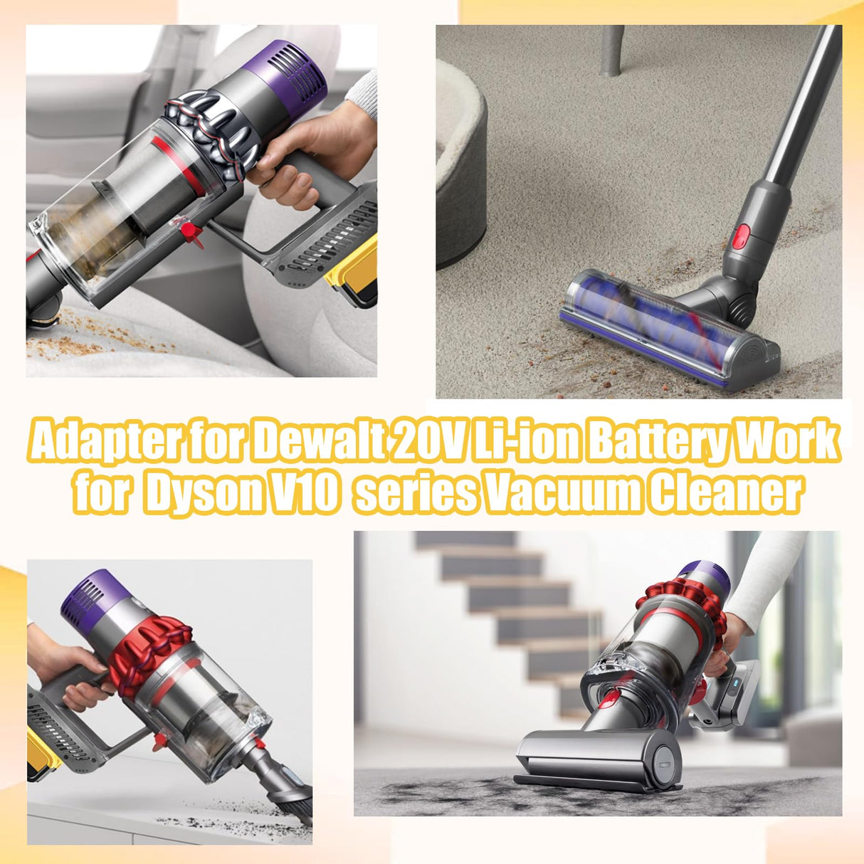 BTRUI V10 Adapter for Dewalt 20V Lithium Battery Convert to for Dyson V10 SV12 Animal Absolute Motorhead Fluffy Total Cordless Stick Vacuum Cleaner (only Adapter) BTRUI