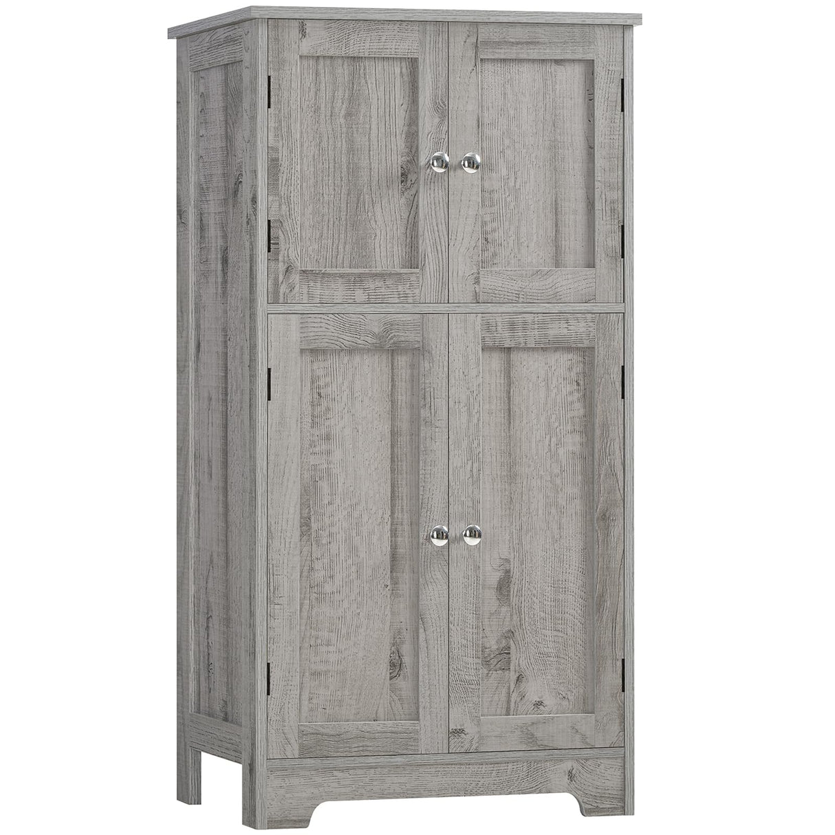 TEENFON Bathroom Floor Storage Cabinet, Freestanding Bathroom Storage Unit with 2 Adjustable Shelves & 4 Doors, 11.8 x 23.6 x 42.7 Inches, Grey TEENFON