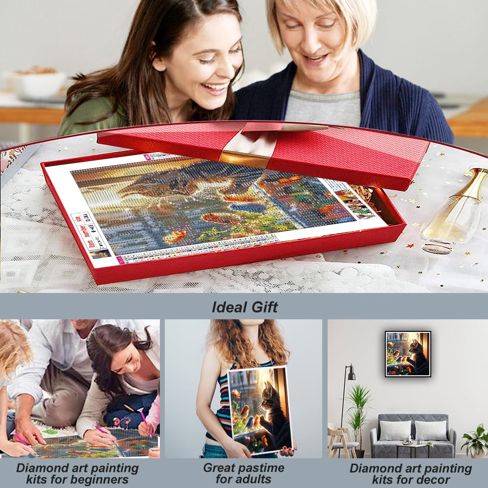 hill froeistung Cat Diamond Art Kits for Adults,5D Bird Diamond Art Painting Kits for Beginners,DIY Paint with Round Full Drill Diamond Dots Craft Home Wall Decor Gift 12x12 inch,Animal hill froeistung