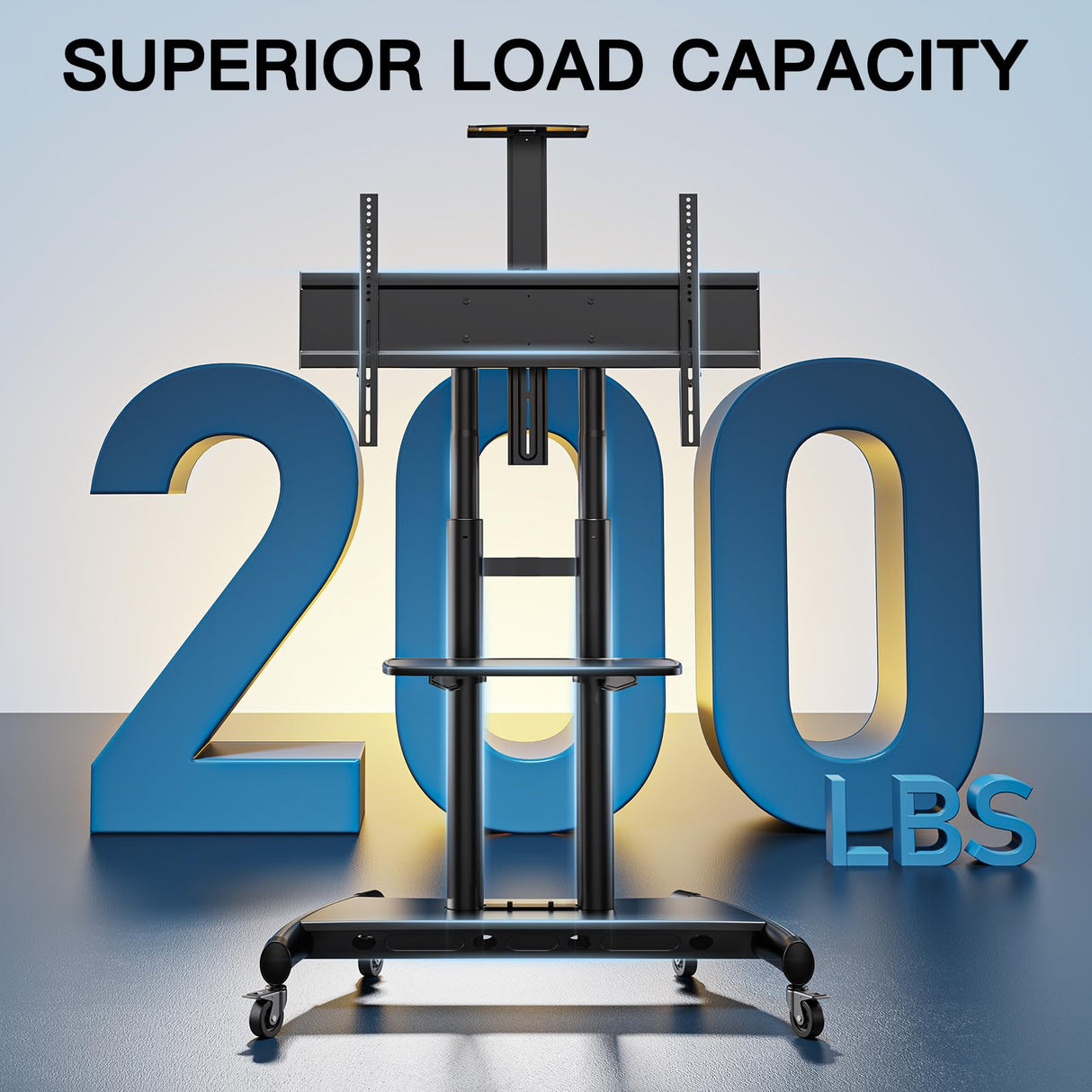 PERLESMITH Mobile TV Stand for 55-90 Inch Flat/Curved Screen TV Max VESA 800x500mm Outdoor TV Cart with Height Adjustable AV Shelf- UL Certificated Rolling Floor TV Stand Holds up to 200Lbs (PSTVMC07) PERLESMITH