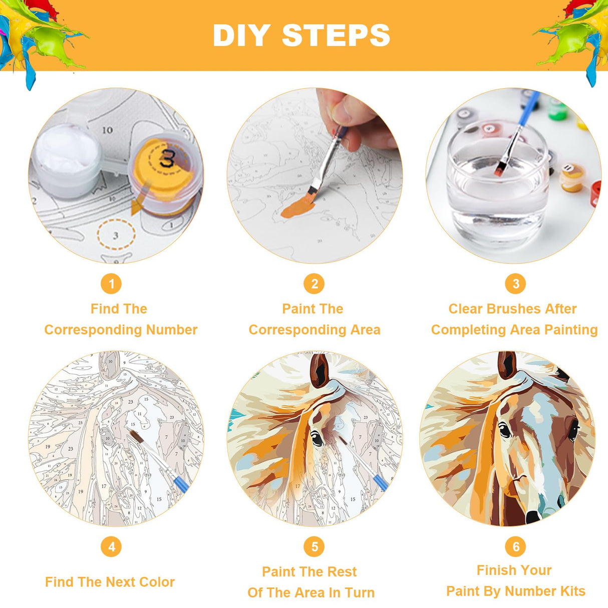 NEWENMO Horse Paint by Numbers Kit for Adults,Paint by Numbers on Canvas Unframed,DIY Oil Painting Perfect for Beginner, Craft, Hobbies and Home Wall Decor 12x16 in NEWENMO